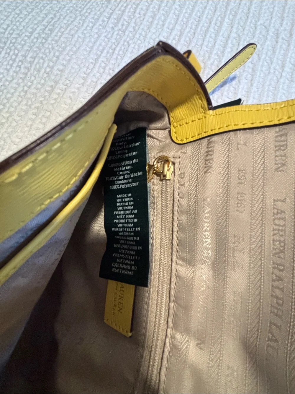 Lauren Ralph Lauren Yellow Leather Crossbody Bag New with Tags